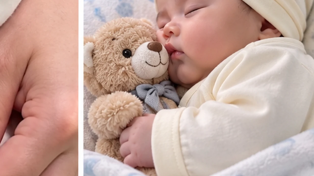 Bebé dormido junto a un peluche, imagen ilustrativa